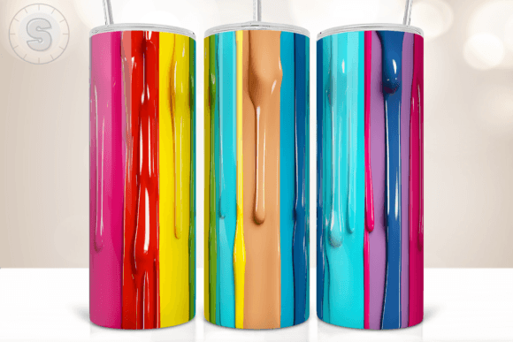 3D Color Dripping 20Oz Tumbler Wrap