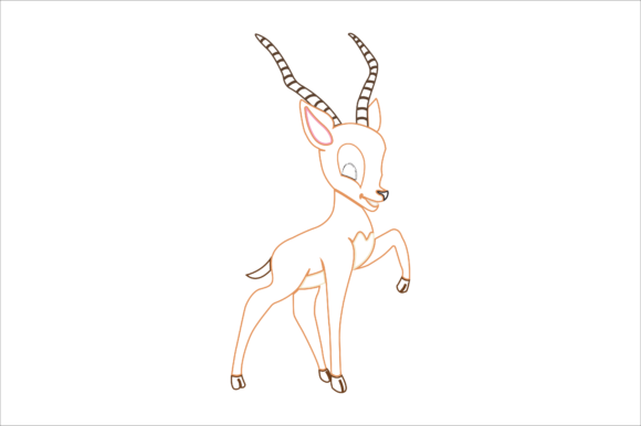 Animal Antilope Cartoon Color Line Graphics and Icons