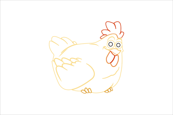 Animal Chicken Cartoon Color Line Graphics and Icons