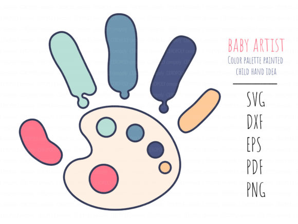 Baby Hand Color Palette Painted Clipart