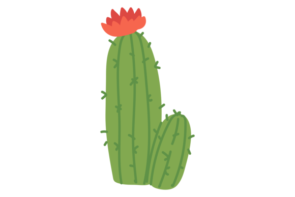 Blooming Cactus Color Icon: Graphics & Illustrations