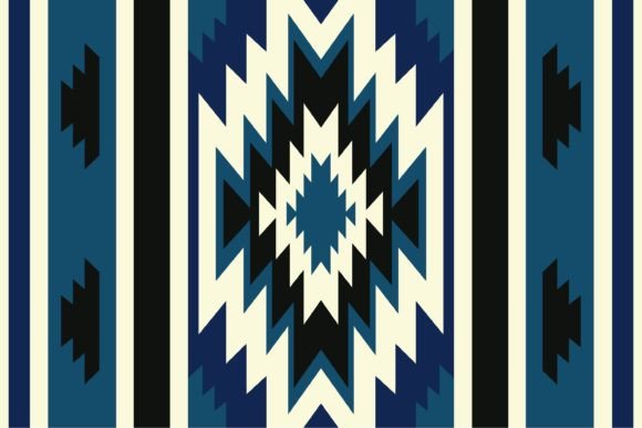 Blue Color Southwestern Stripes Pattern Graphics