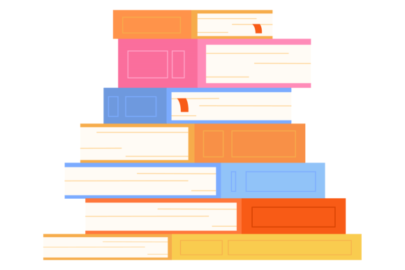 Book Stack Color Icon: Reading Study Sym Graphics