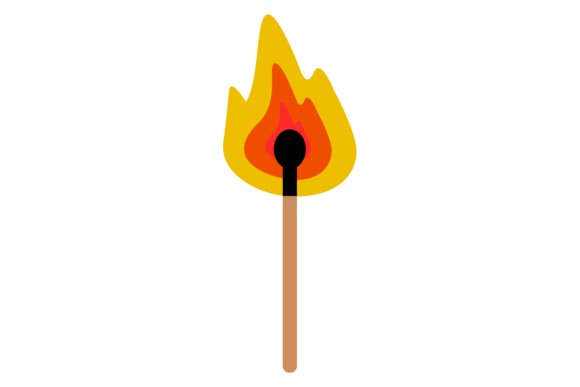 Burning Match Stick Color Icon. Fire Sta Graphics