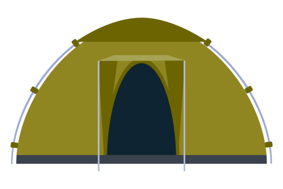 Camping Tent. Green Nature Travel Color Graphics
