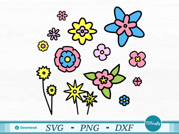 Cartoon Flowers Pack Color: Graphics for Creative Projects