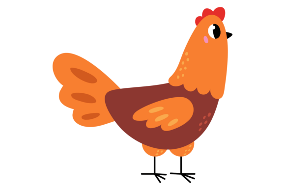 Chicken Color Icon: Graphics for Cute Hen Illustrations