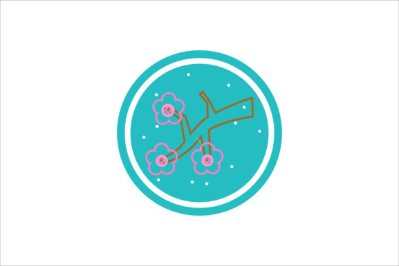 Chinese New Year Flower Icon Color Line Graphics