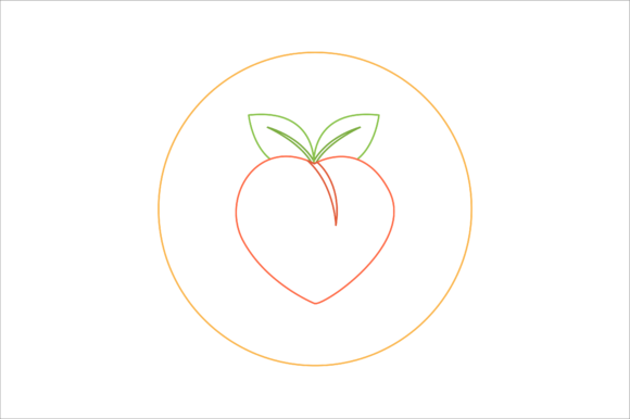 Chinese New Year Icon Peach Color Line Graphics