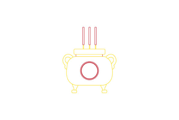 Chinese New Year Incense Pot Color Line Graphics