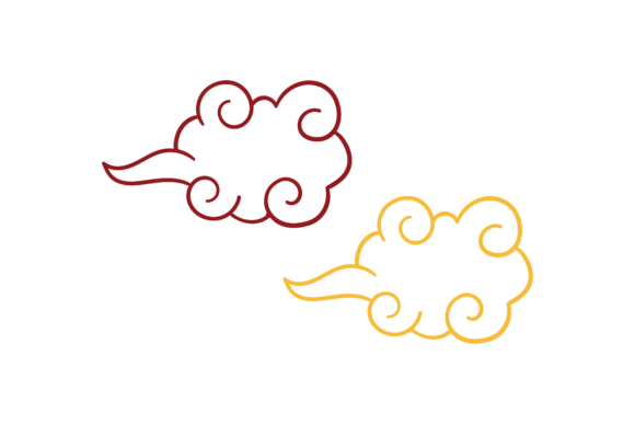 Chineses New Year Cloud Color Icon Graphics and Icons