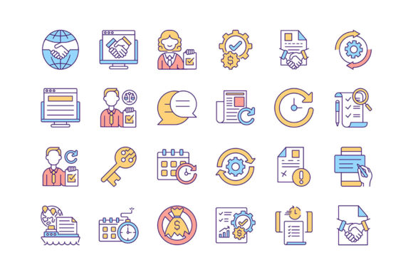 Contract Management RGB Color Icons Set