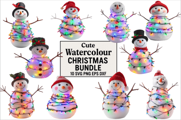 Cute Watercolour Christmas Bundle Graphics