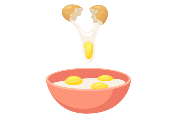 Dough Mixing Color Icon. Breaking Eggs I: Graphics & Illustrations