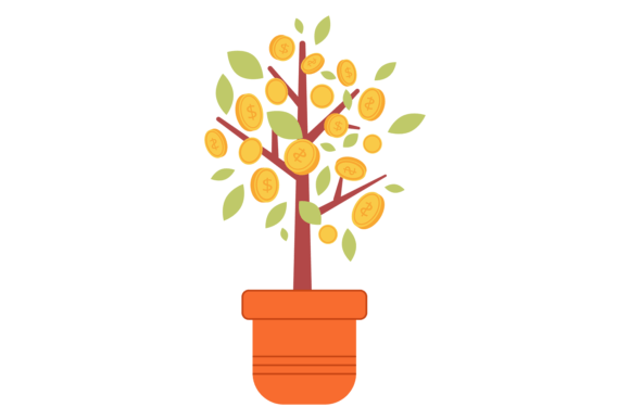 Finance Growth Color Icon: Money Coins O Graphics