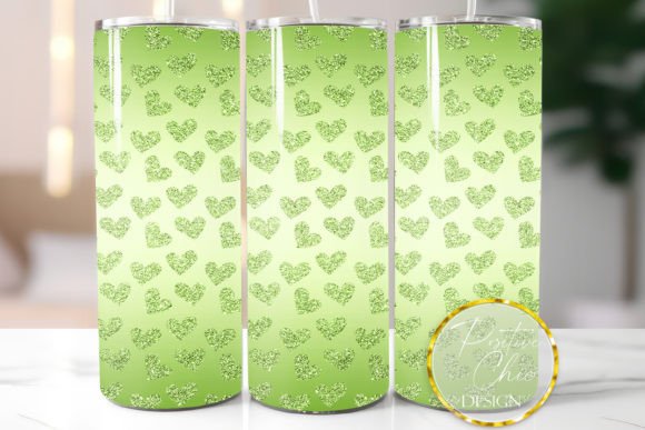 Glitter Hearts Tumbler Wrap Lime Color