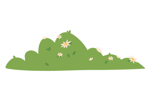 Green Bush Color Icon: Summer Nature Bot Graphics