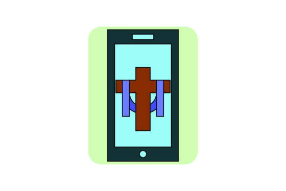 Icon Cute Easter Cross Color Outline Graphics