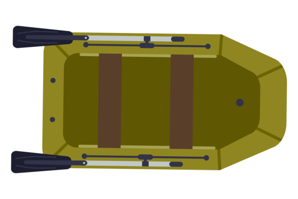 Inflatable Boat Color Icon. River Fishin Graphics