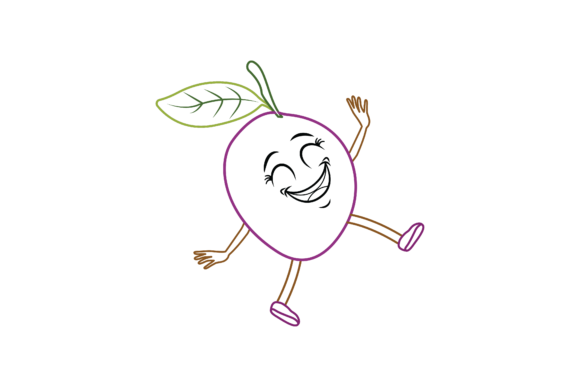 Kawaii Cute Plum Fruit Color Line Graphics