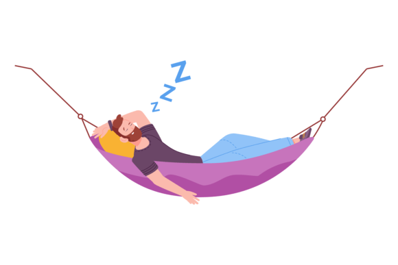Man Sleep in Hammock Color Icon: Relaxat Graphics & Illustrations