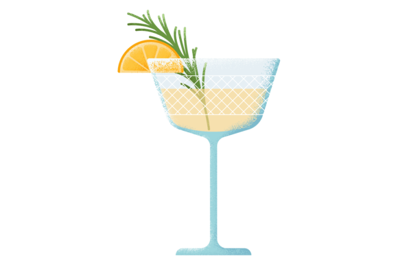 Mocktail Glass Graphics: Textured Alcohol Illustrations