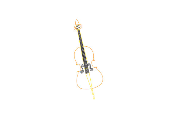 Music Instrument Cello Color Line Icon: Graphics & Icons