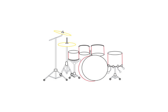 Music Instrument Drum Color Line Icon Graphics