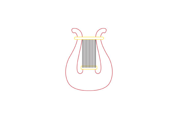 Music Instrument Lyra Color Line Icon Graphics
