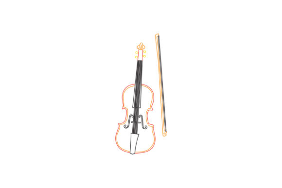 Music Instrument Violin Color Line Icon Graphics