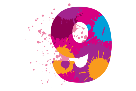 Nine Shape with Color Spray. Paint Splas Graphics & Illustrations