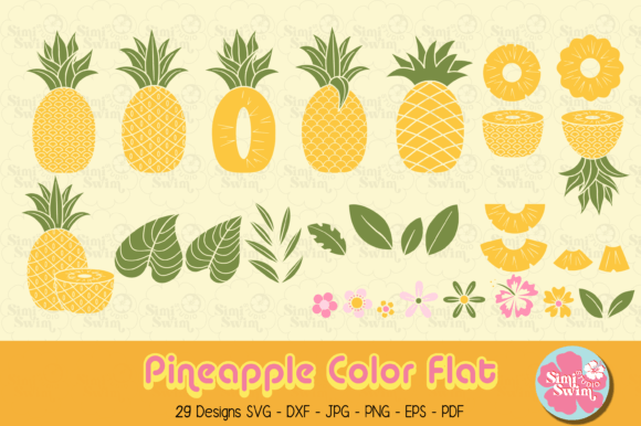 Pineapple Color Flat SVG for Crafts and Graphics