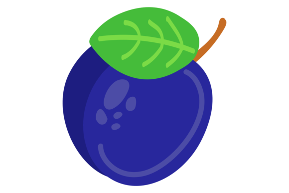 Plum Color Icon: Ripe Garden Fruit Graphics