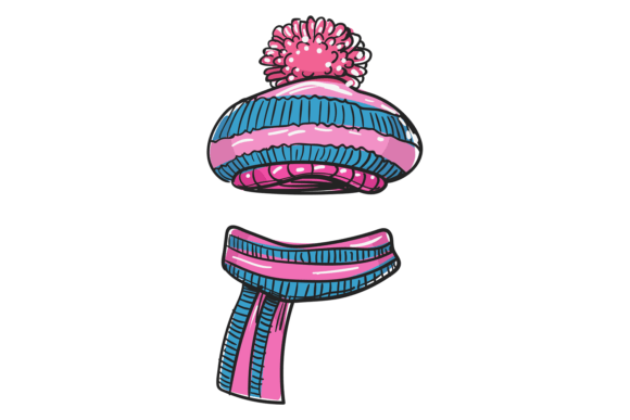 Pom Pom Hat Doodle. Color Fashion Sketch