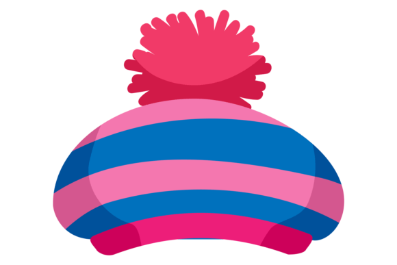Pom Pom Hat with Stripe Color Pattern