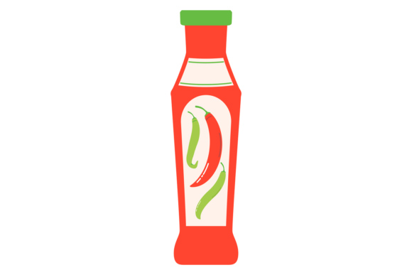 Red Spicy Sauce with Hot Peppers Color I Graphics