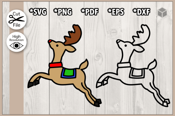 Reindeer Color and Outline Graphics