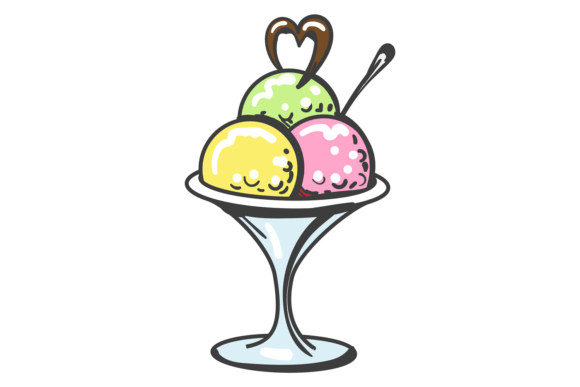 Sundae Glass Color Drawing: Graphics for Crafts & Content