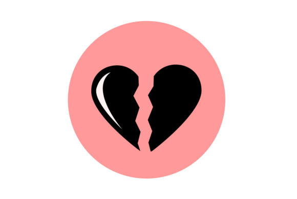 Valentine Icon Broken Heart Solid Color Graphics