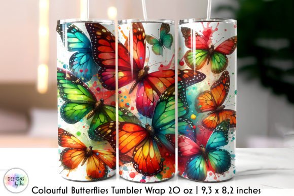 Watercolour Butterflies Summer Tumbler: Graphics & Tumbler Wraps