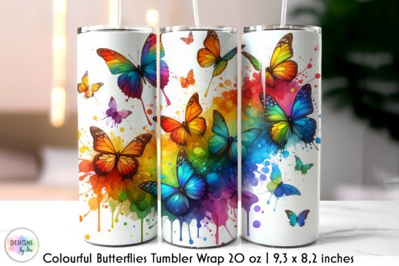 Watercolour Butterflies Tumbler Wrap Graphics