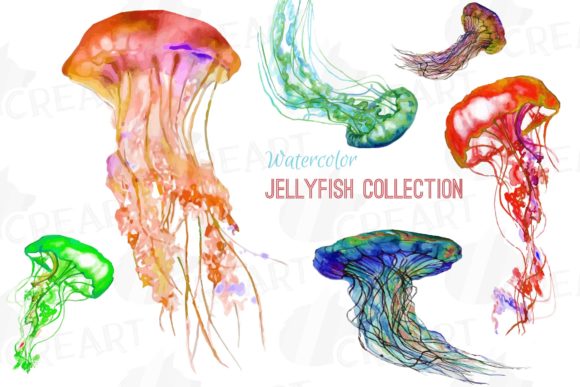 Watercolour Jellyfish Printable Cliparts