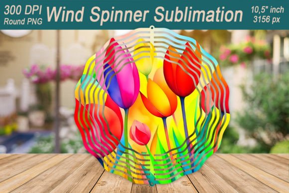 Watercolour Tulips Wind Spinner Graphics for Crafts