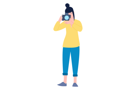 Young Woman Shooting Photo Graphics & Illustrations